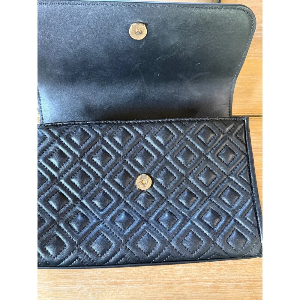 Tory Burch Black Quilted Leather Fleming Convertible Shoulder Bag Gold Hardware